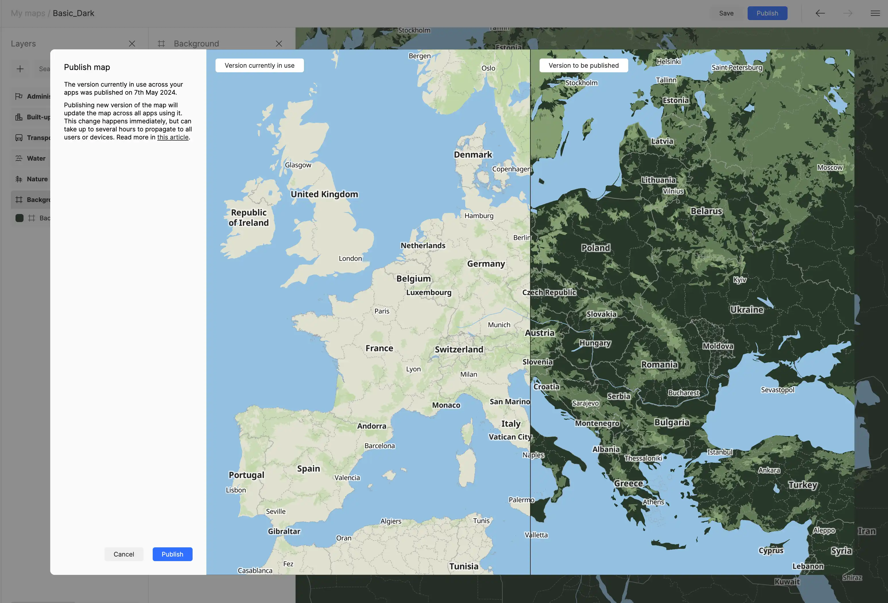 MapTiler Publication Settings